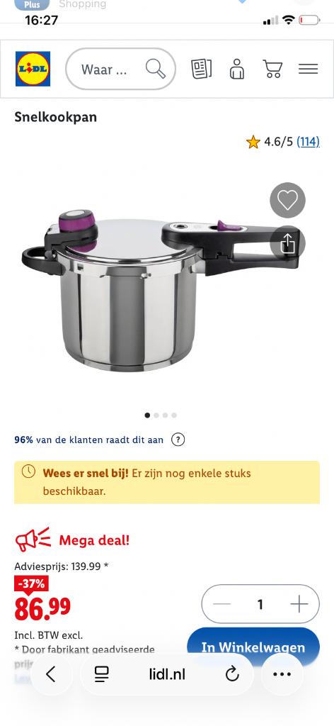 Snelkookpan GSW. Zo goed als nieuw, Ophalen, Zo goed als nieuw, Overige materialen, Kookpan of Snelkookpan