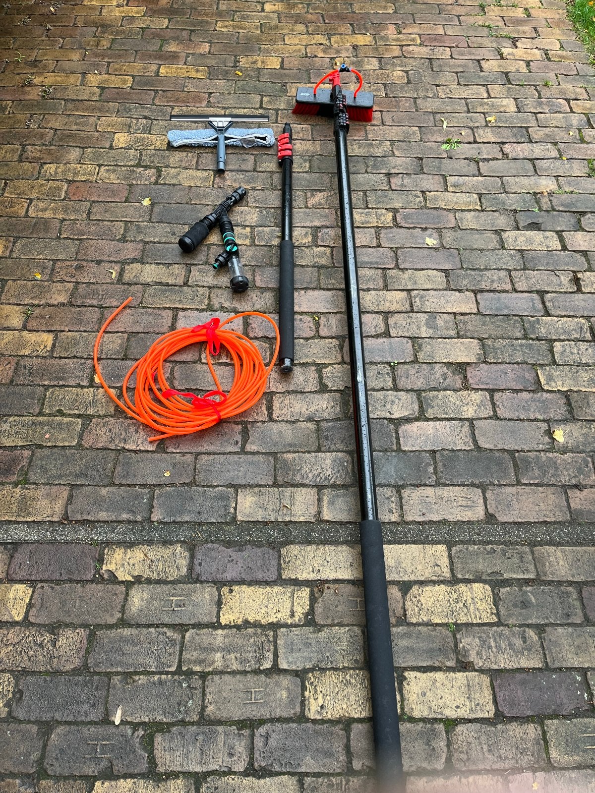 Telescoopsteel wasborstel 10 meter en 4 meter, Ophalen, Gebruikt