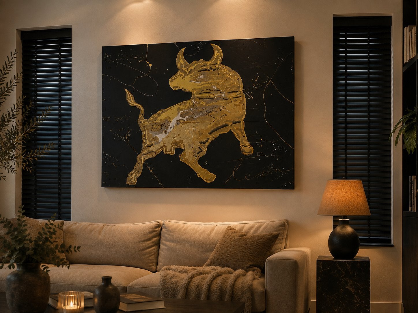 Gouden epoxy Schilderij van Leon Bosboom 160x140, Ophalen, Abstract, Handgeschilderd, Overige materialen