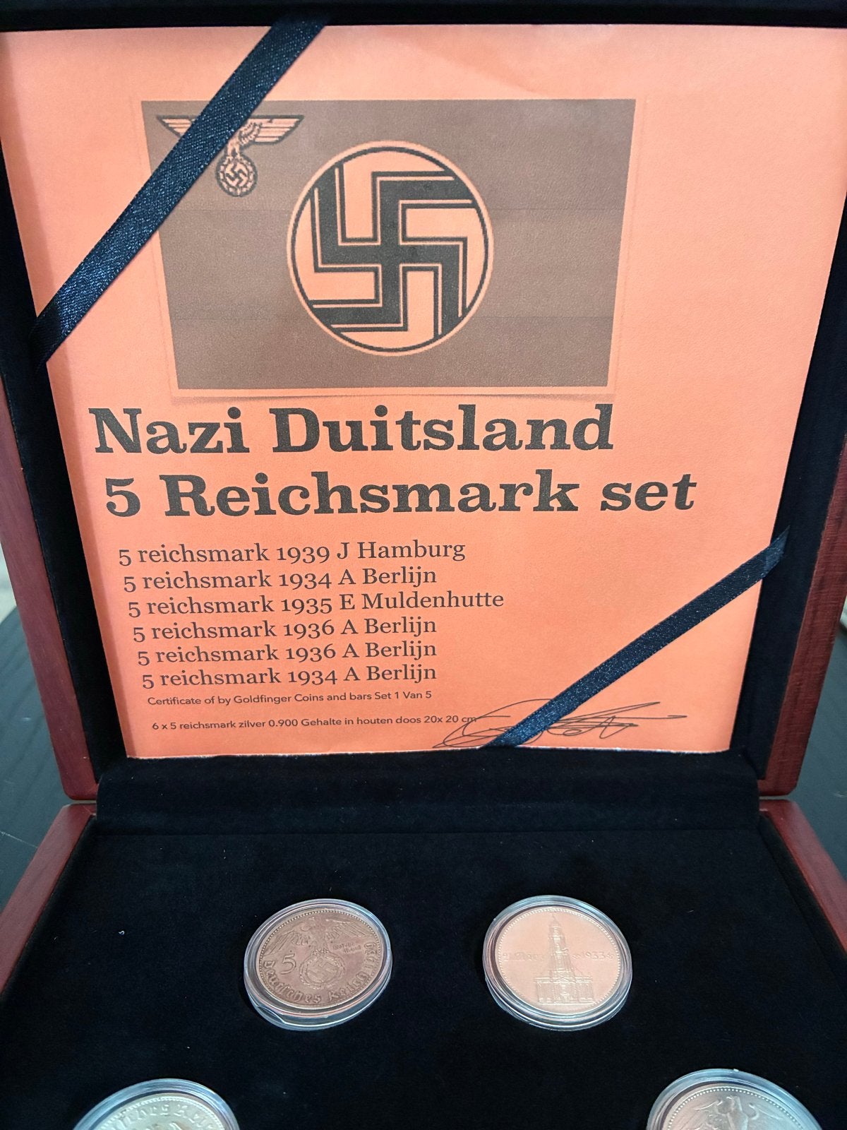 Nazi Duitsland 5 Reichsmark Zilveren Muntenset, Ophalen of Verzenden, Zilver