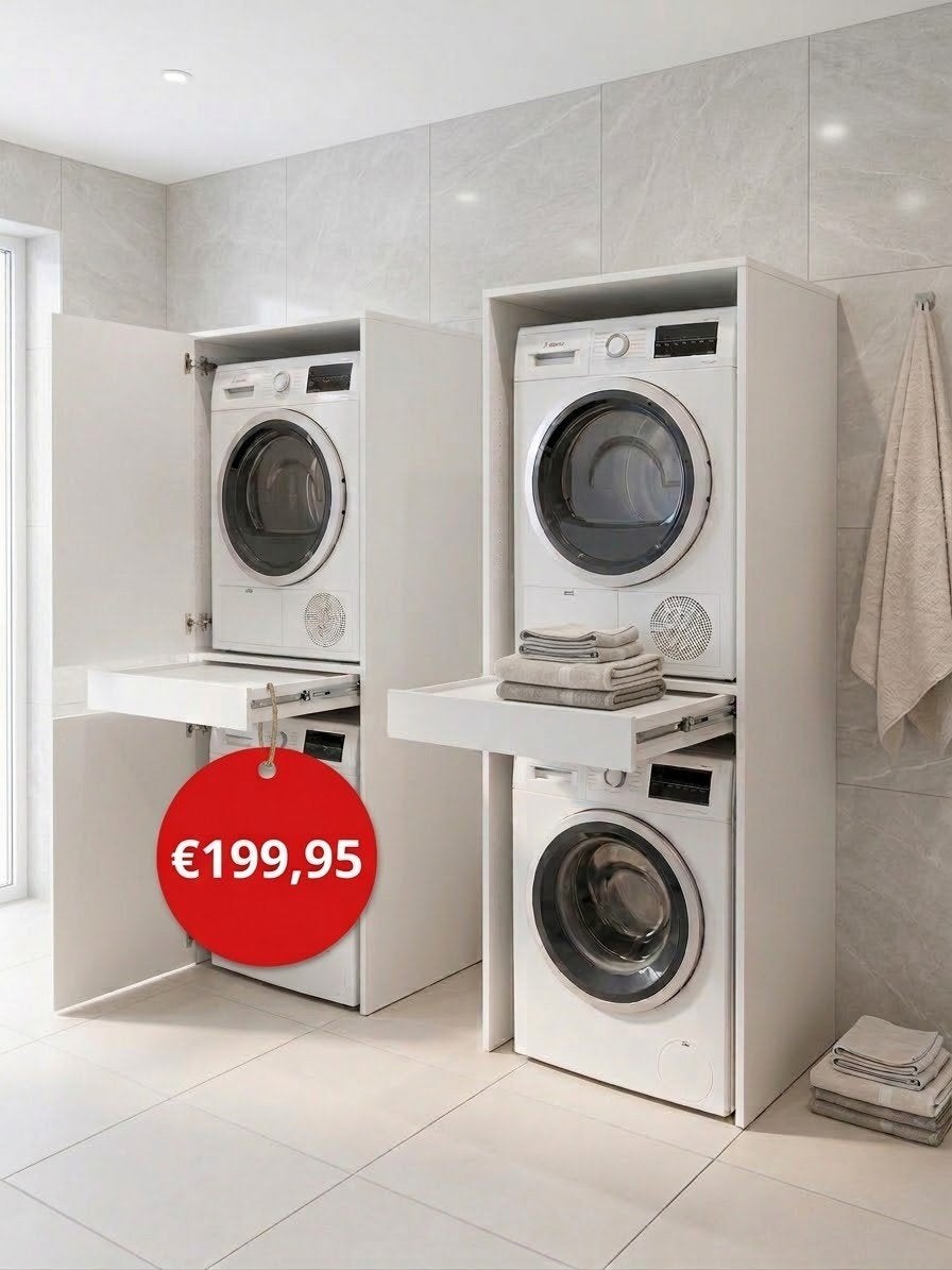 Wasmachine en droger kast met uitschuifbaar plateau, Ophalen