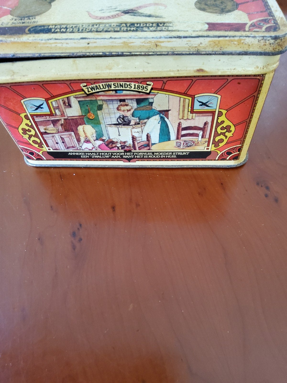Vintage Zwaluw Sinds 1895 blikken doos, Antiek en Kunst, Ophalen