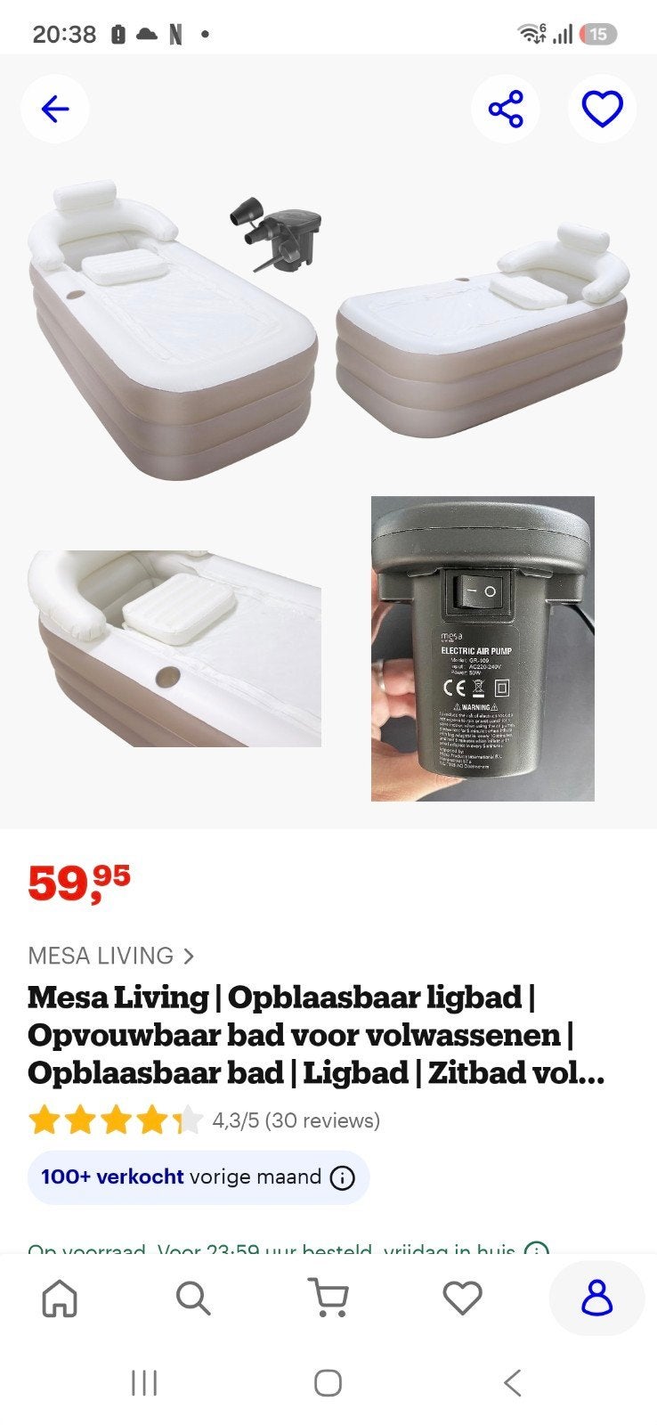 Opblaasbaar bad, Ophalen