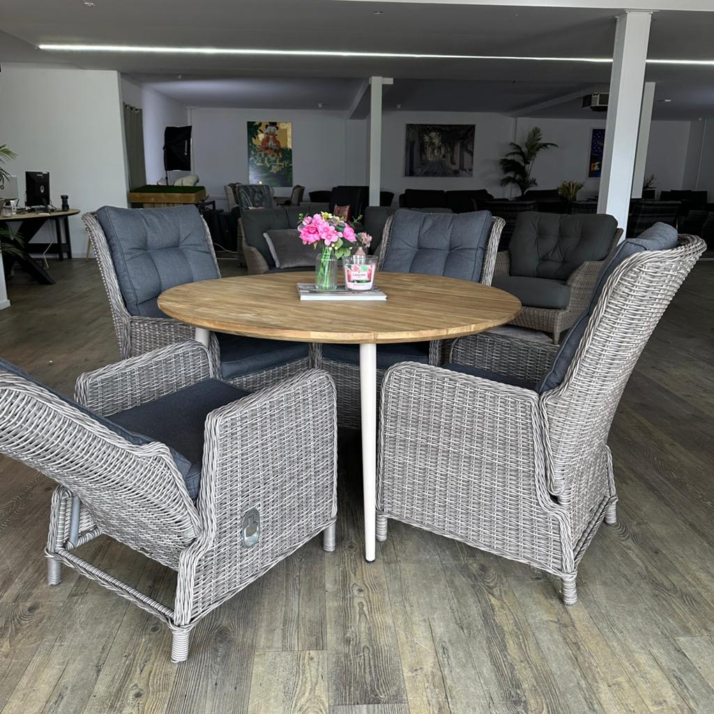 Mooie ronde tuinset met 3 verstelbare wicker tuinstoelen, Verzenden, ., Wicker, Zenq