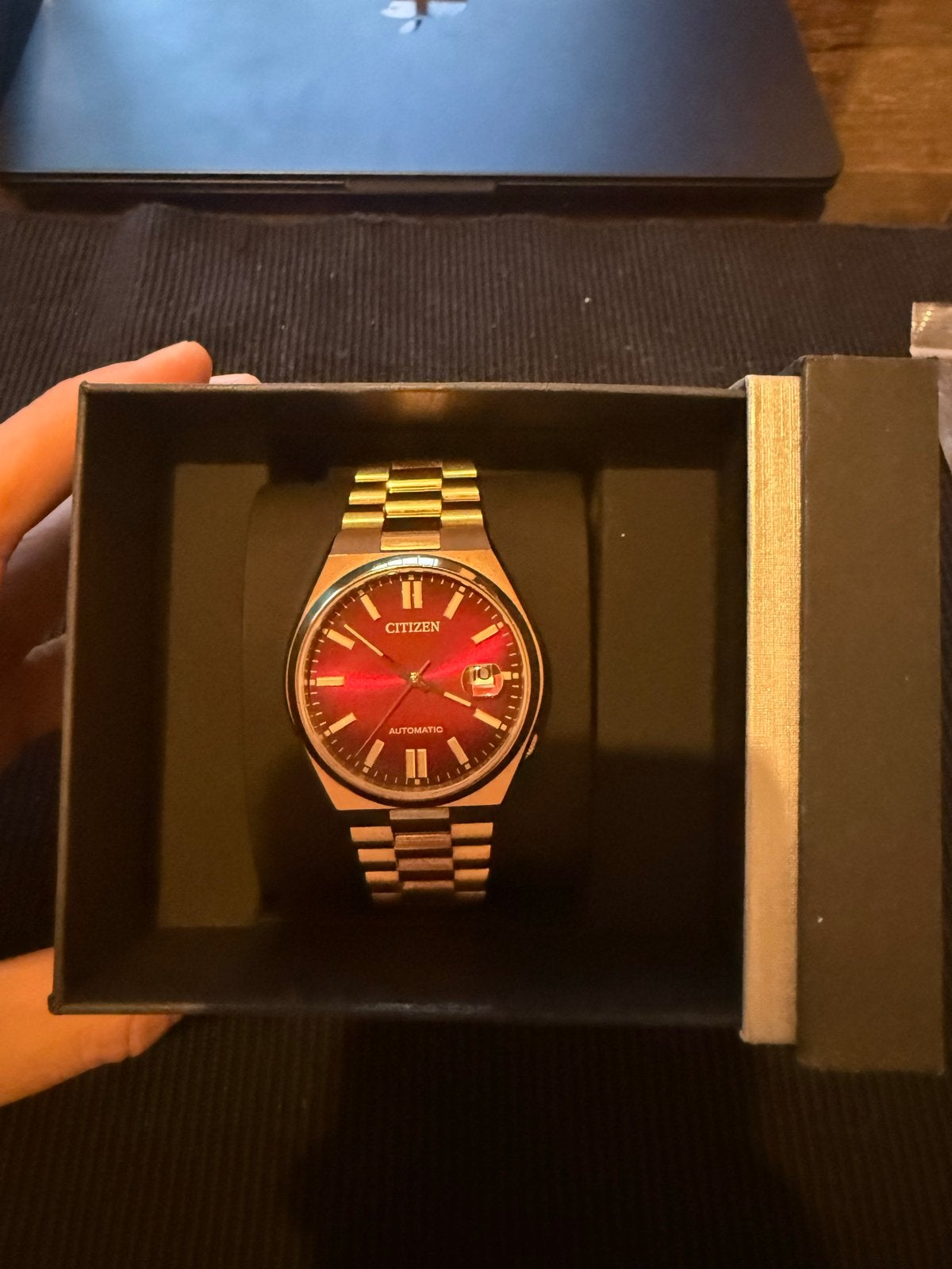 Citizen Tsuyosa Automaat Herenhorloge Rood Rosegoud NJ015382, Overige materialen, Ophalen of Verzenden, Zo goed als nieuw, Polshorloge