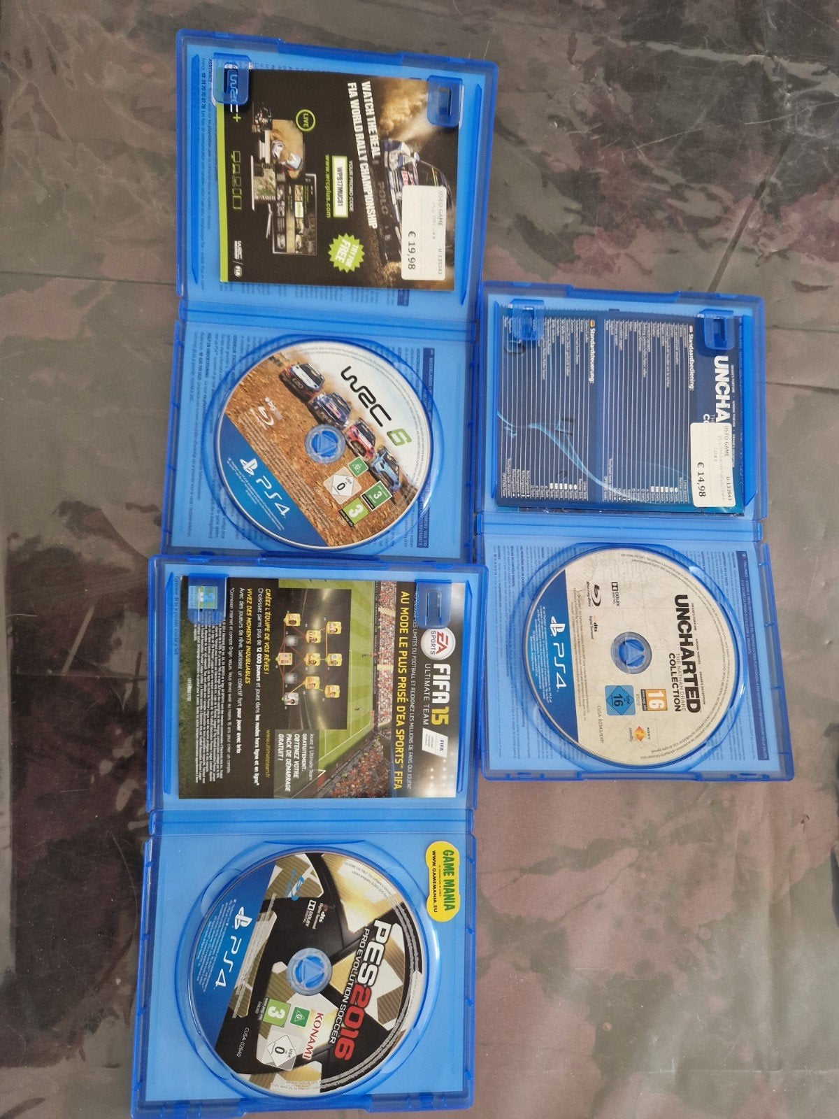 PS4 Games: WRC 6, PES 2016, Uncharted Collection, Ophalen, Gebruikt, 1 speler, Racen en Vliegen