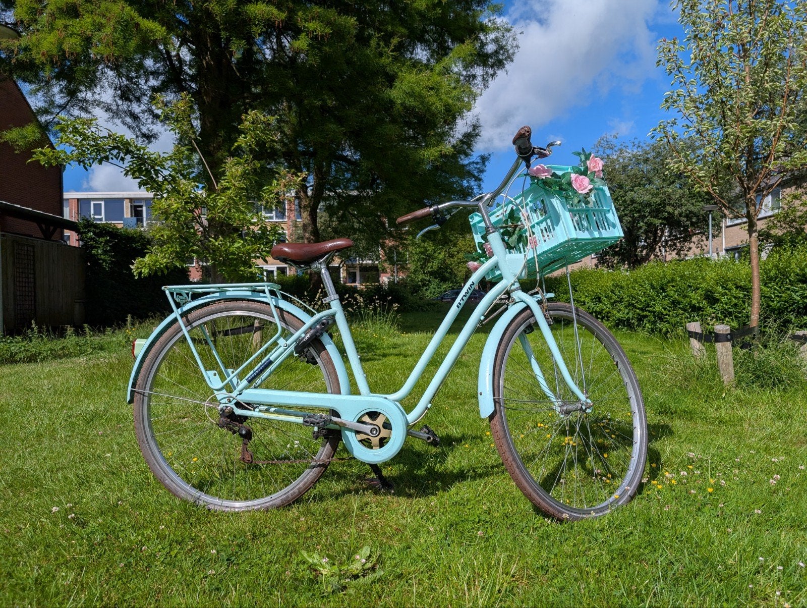 Elops 520 stadsfiets, Fietsen en Brommers, Fietsen | Dames | Damesfietsen, Gebruikt, Velgrem, 47 tot 50 cm, Versnellingen