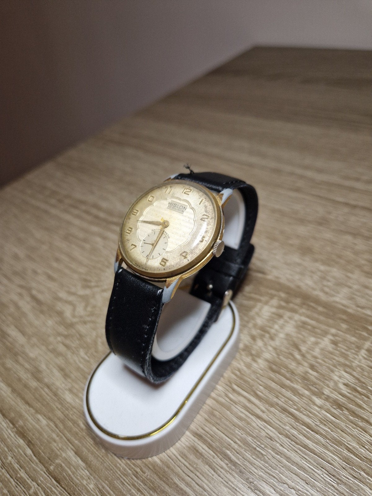 vintage Hislon Mechanisch Horloge te koop - 35 mm, Ophalen of Verzenden, Staal, Overige merken, 1960 of later