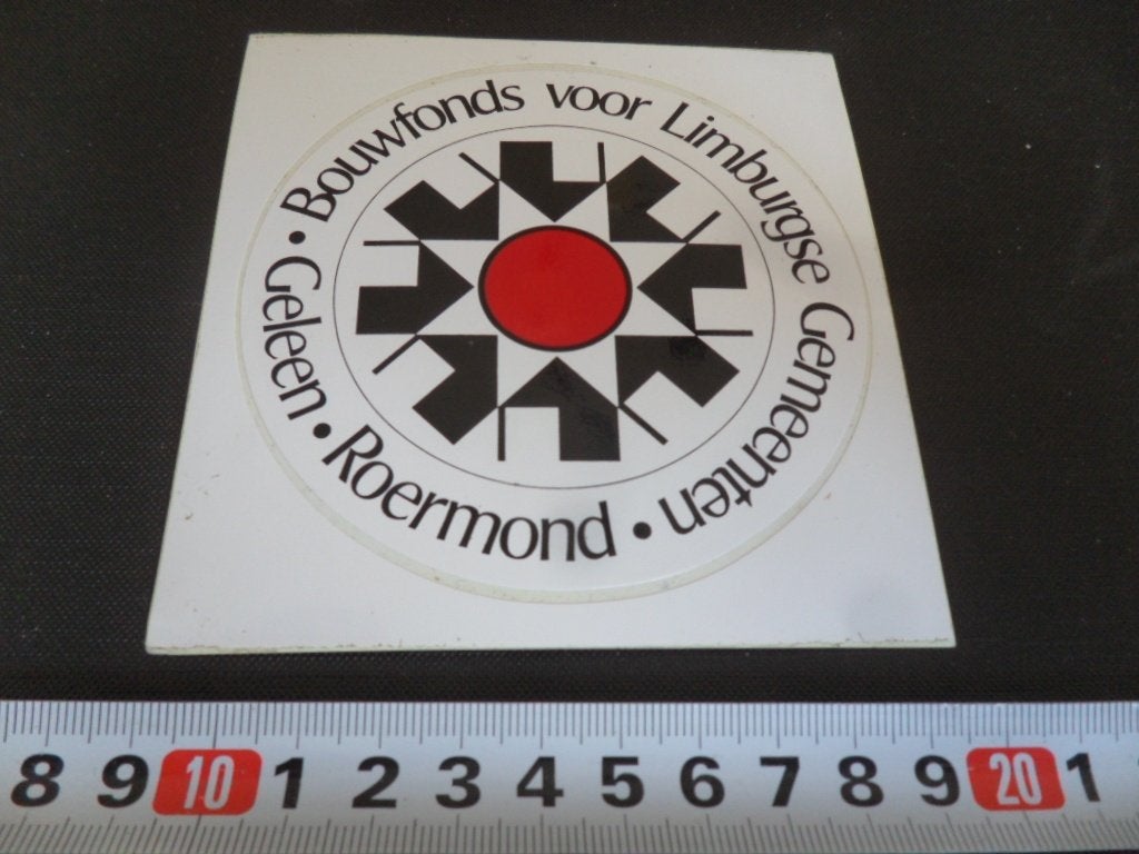 sticker Bouwfonds voor Limburgse Gemeenten Geleen Roermond, Verzamelen, Ophalen of Verzenden, Zo goed als nieuw