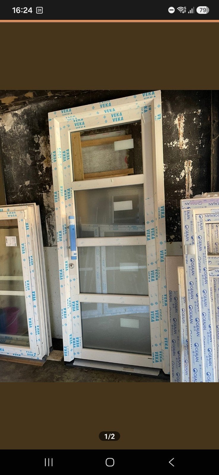 Kunststof voordeur NIEUW inclusief kozijn, dorpel, en HR++, 215 cm of meer, Nieuw, Buitendeur, Glas