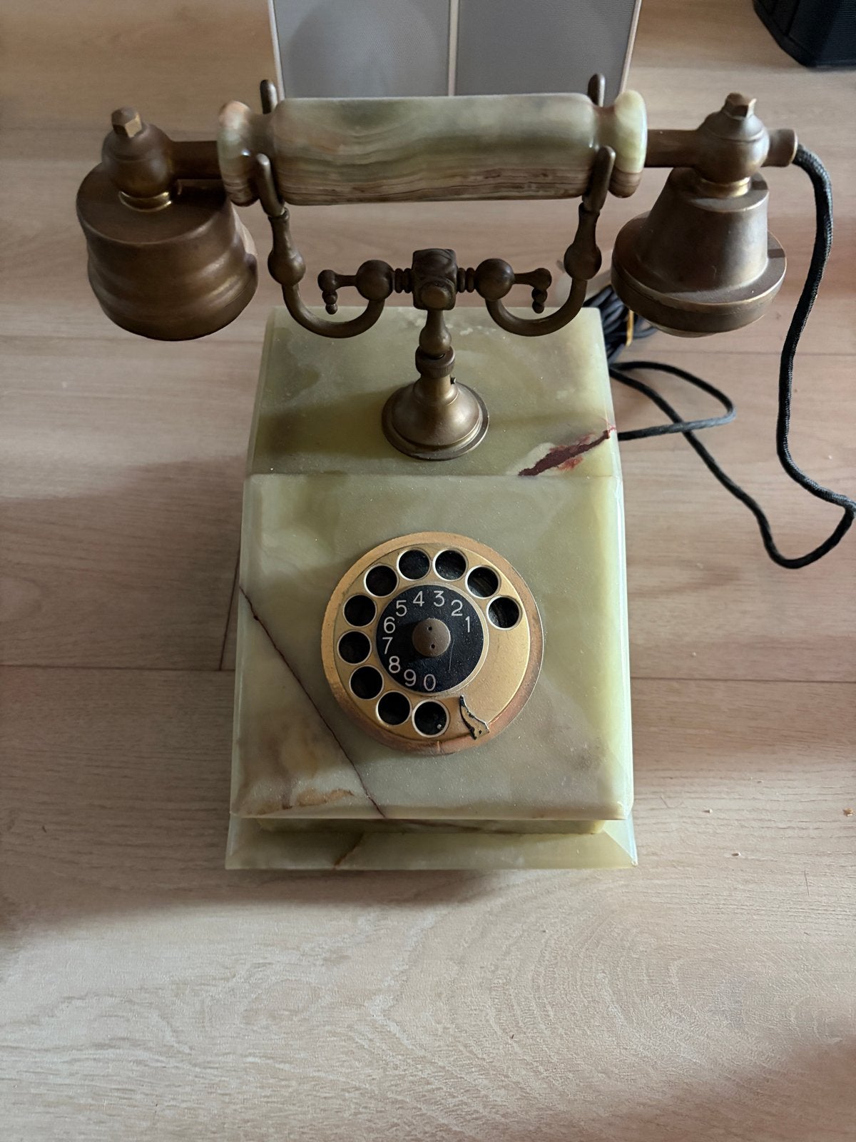 Antieke telefoon van marmer en messing, Ophalen of Verzenden