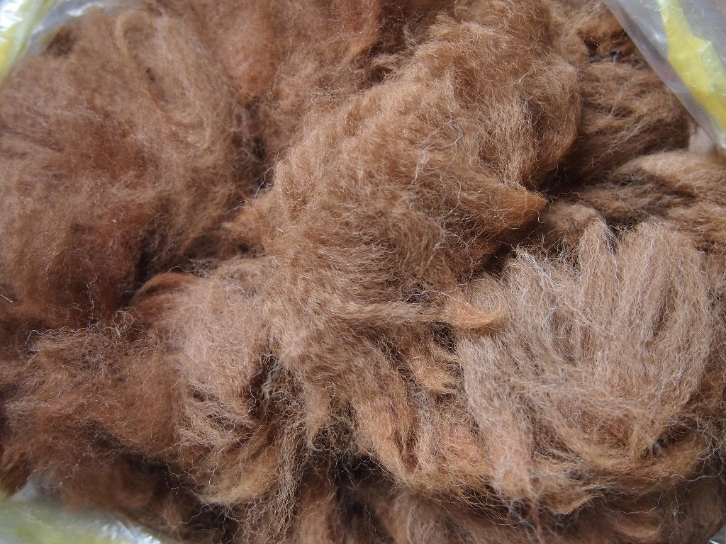 Ruwe huacaya alpacawol, licht bruin, Ophalen of Verzenden, Nieuw, Spinwol