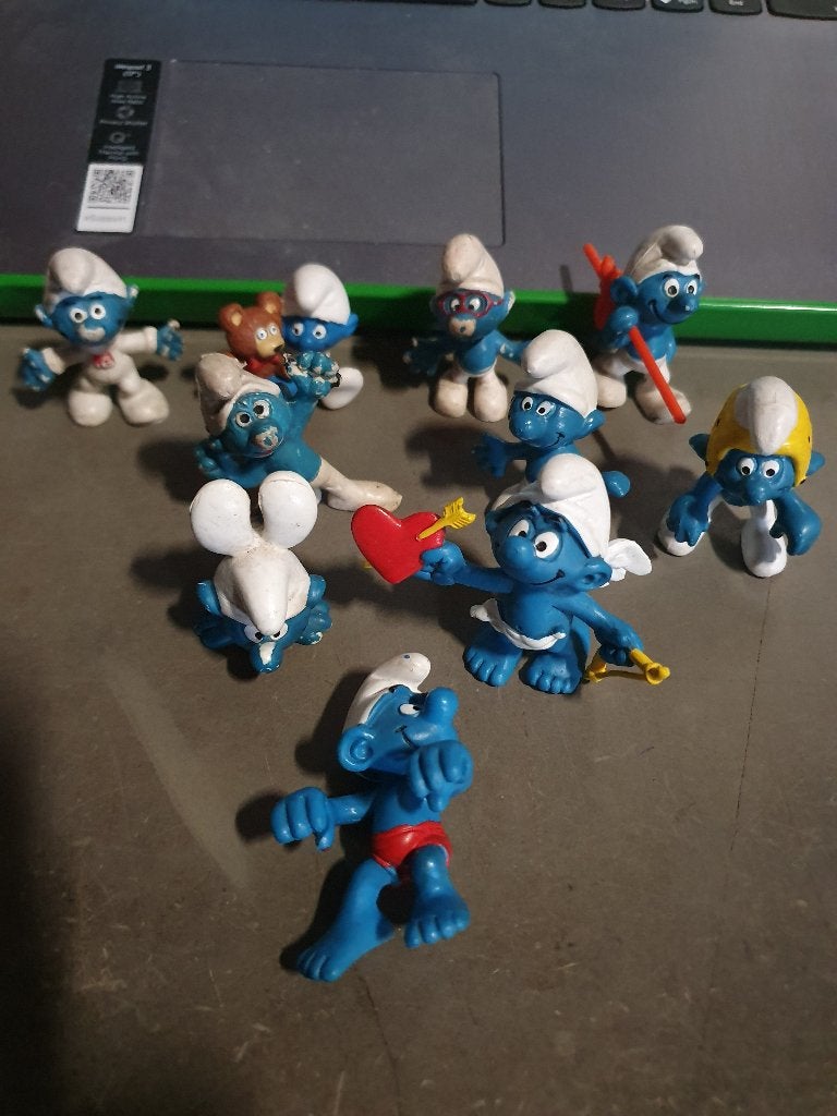 10 vintage smurfen, Verzamelen, Ophalen, Gebruikt, Verschillende Smurfen