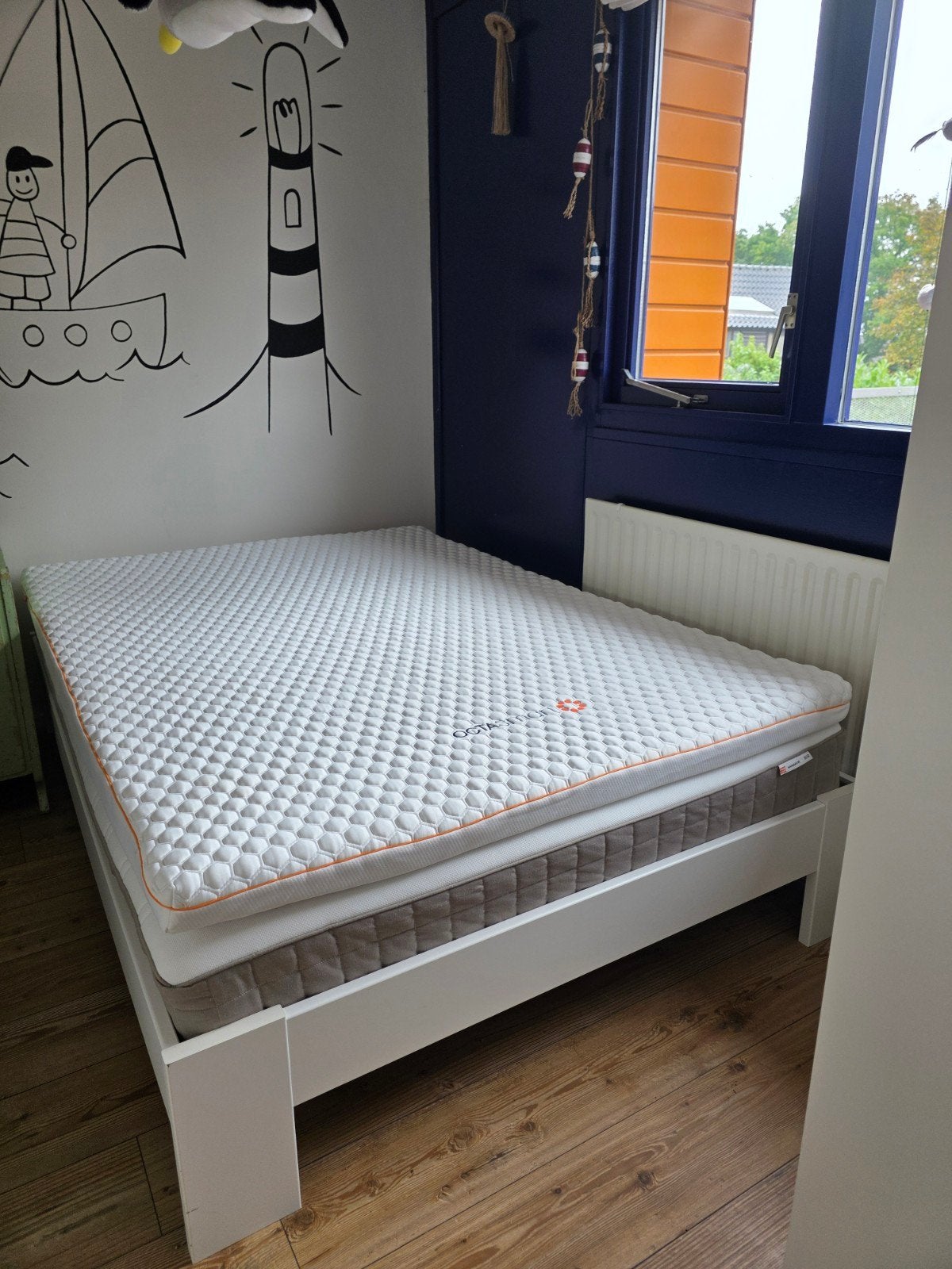 Bedbodem, matras en topper 140x200 - IKEA Hamarvik, Ophalen, Gebruikt, Tweepersoons, 140 cm