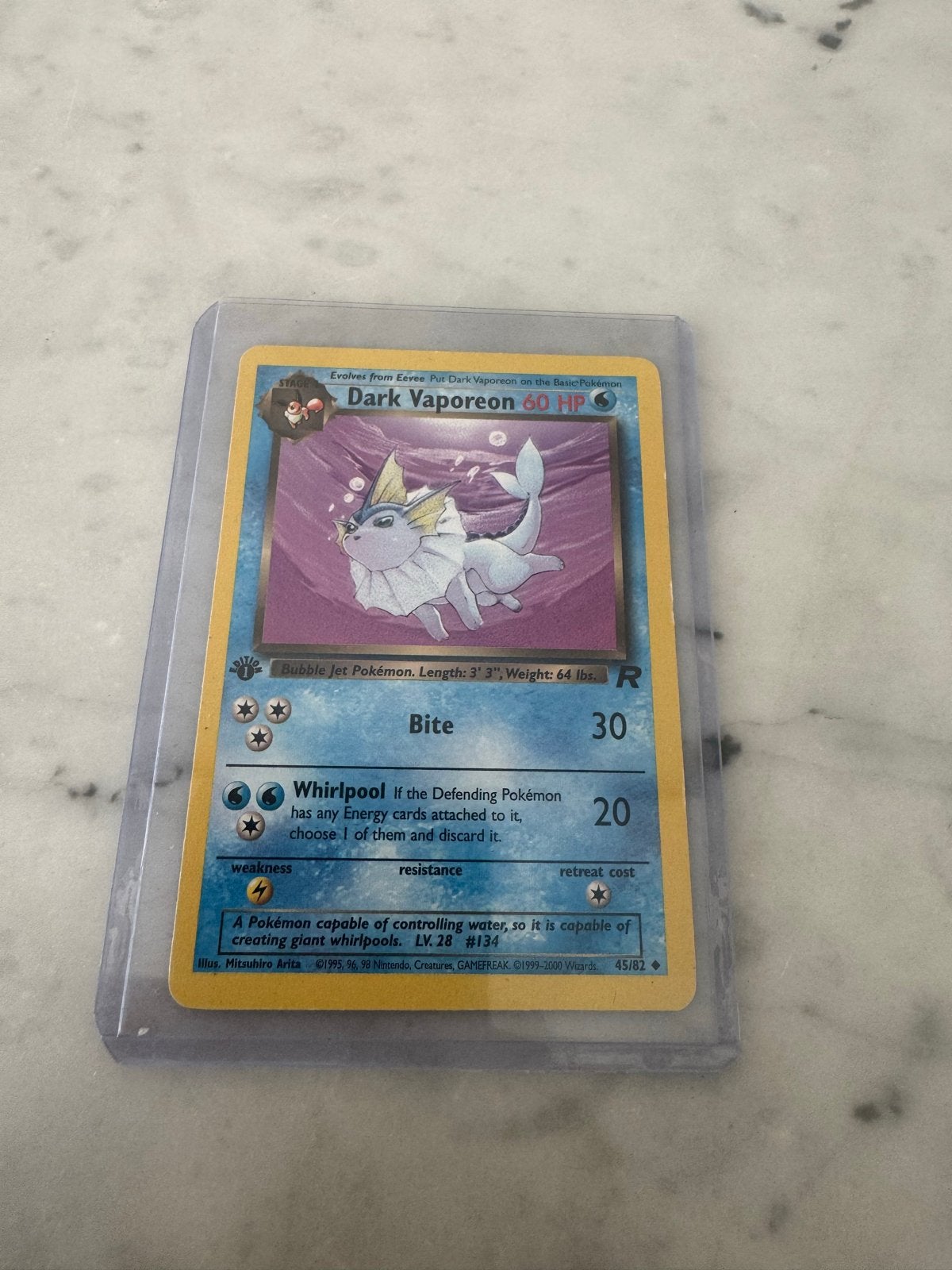 Dark Vaporeon first edition (45/82), Ophalen of Verzenden, Gebruikt, Losse kaart