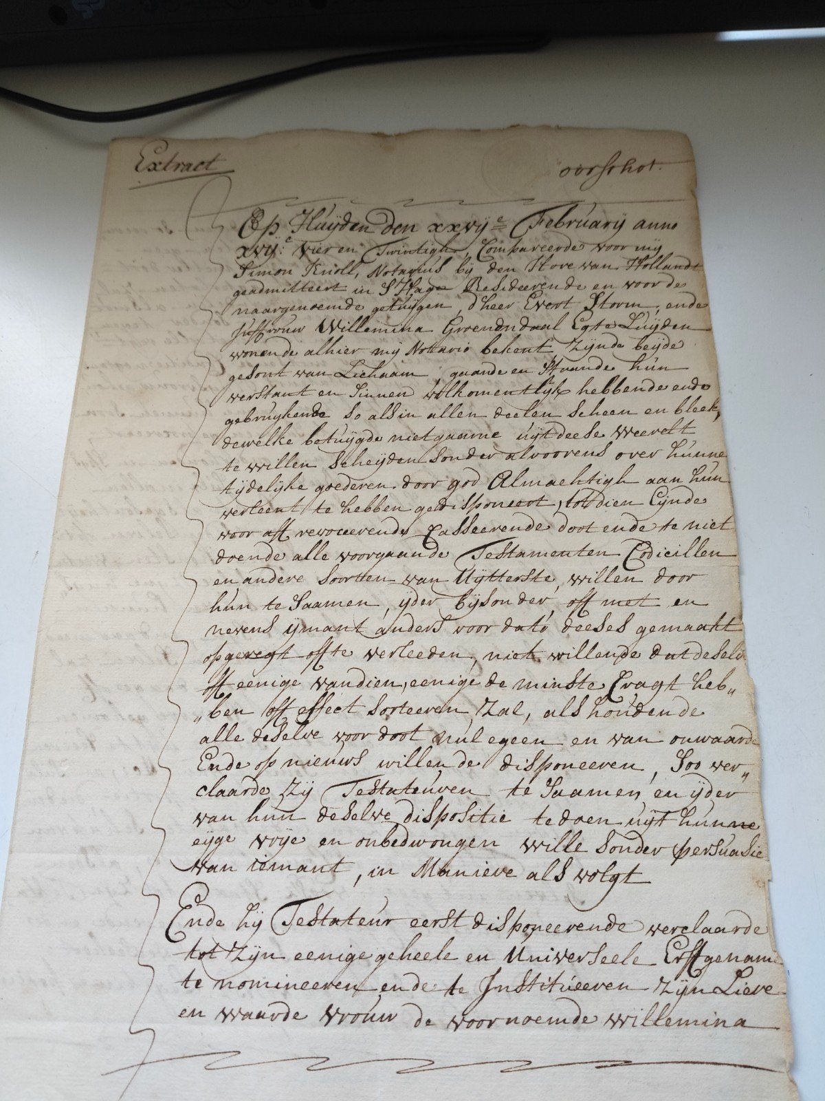 Oud document: Notariële akte uit 1784, Antiek en Kunst, Verzenden