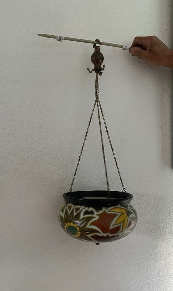 Vintage hangpot Gouds plateel Sonja Iris, 1981, Holland, Ophalen of Verzenden