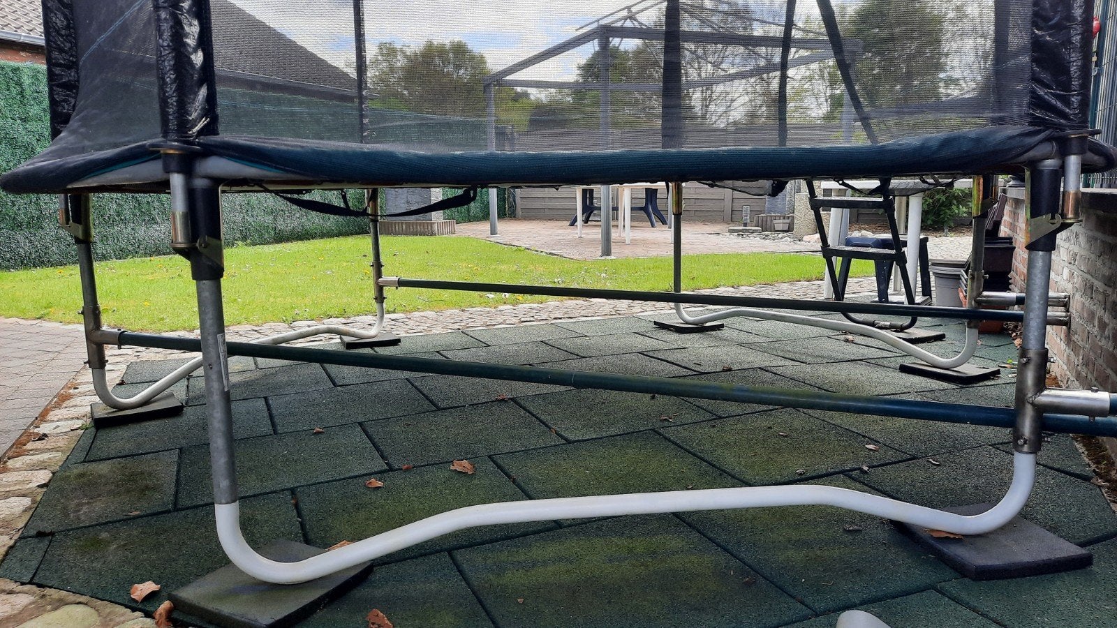 Trampoline met veiligheidsnet en ladder, Ophalen, Gebruikt