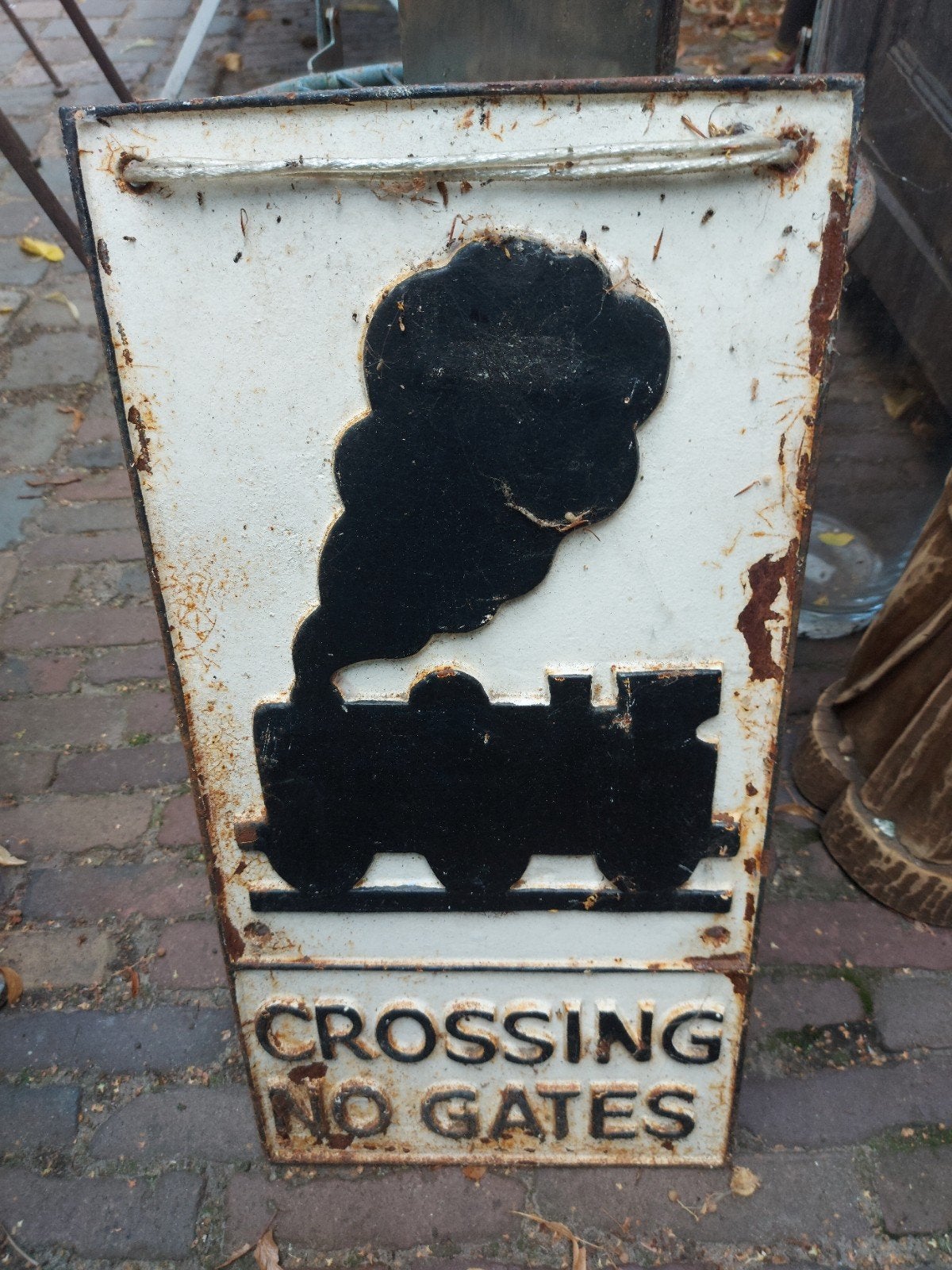 gietijzer waarschuwingsbord trein stoomlocomotief verzamelen, Antiek en Kunst, Ophalen of Verzenden