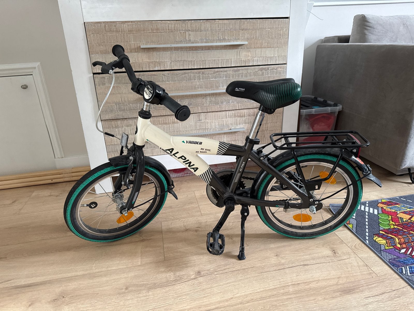 Alpina kinderfiets 16 inch met bagagedrager, Fietsen en Brommers, Fietsen | Kinderfietsjes, Ophalen, Gebruikt, Velgrem, 16 tot 20 inch