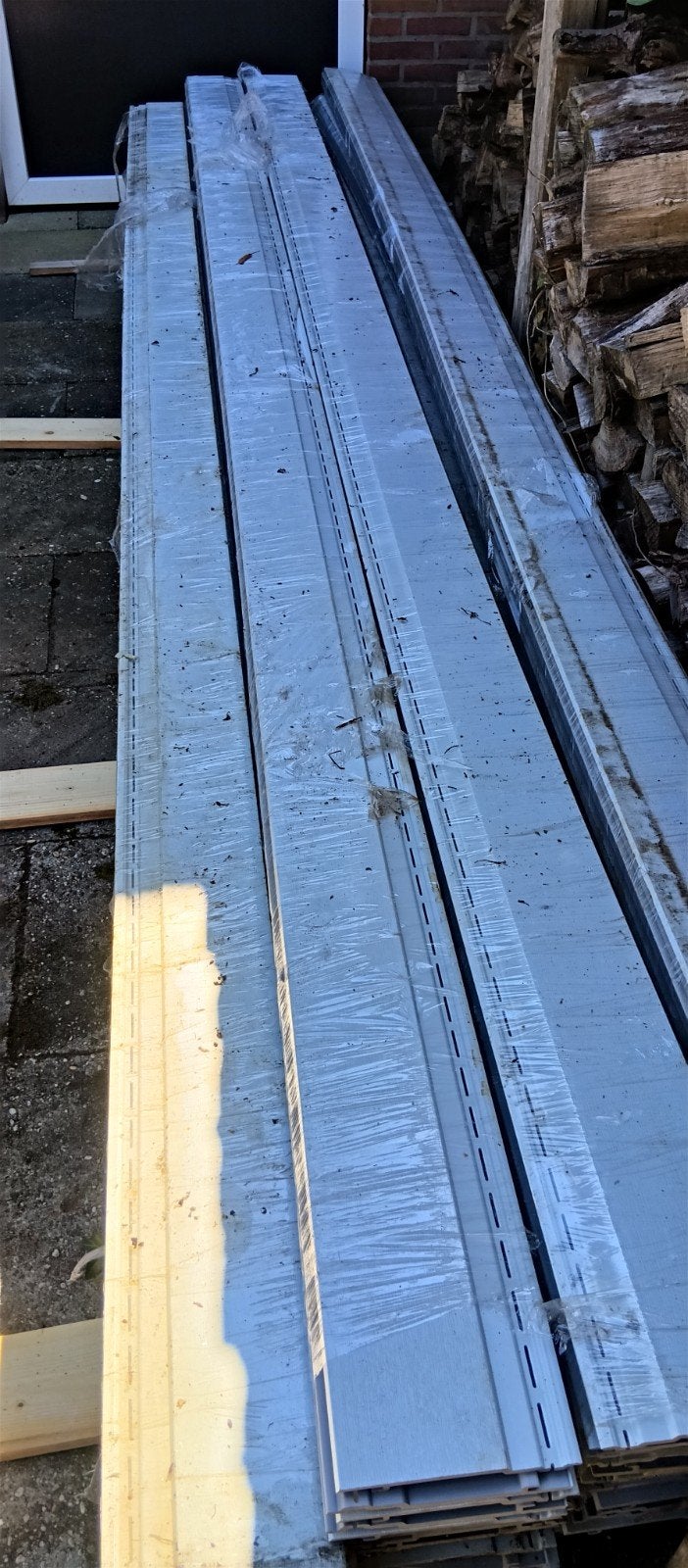 77m2 Profex Vellingdelen RAL 7035 Lichtgrijs gevelbekleding, Doe-het-zelf en Verbouw, Hout en Planken, Ophalen, Minder dan 25 mm