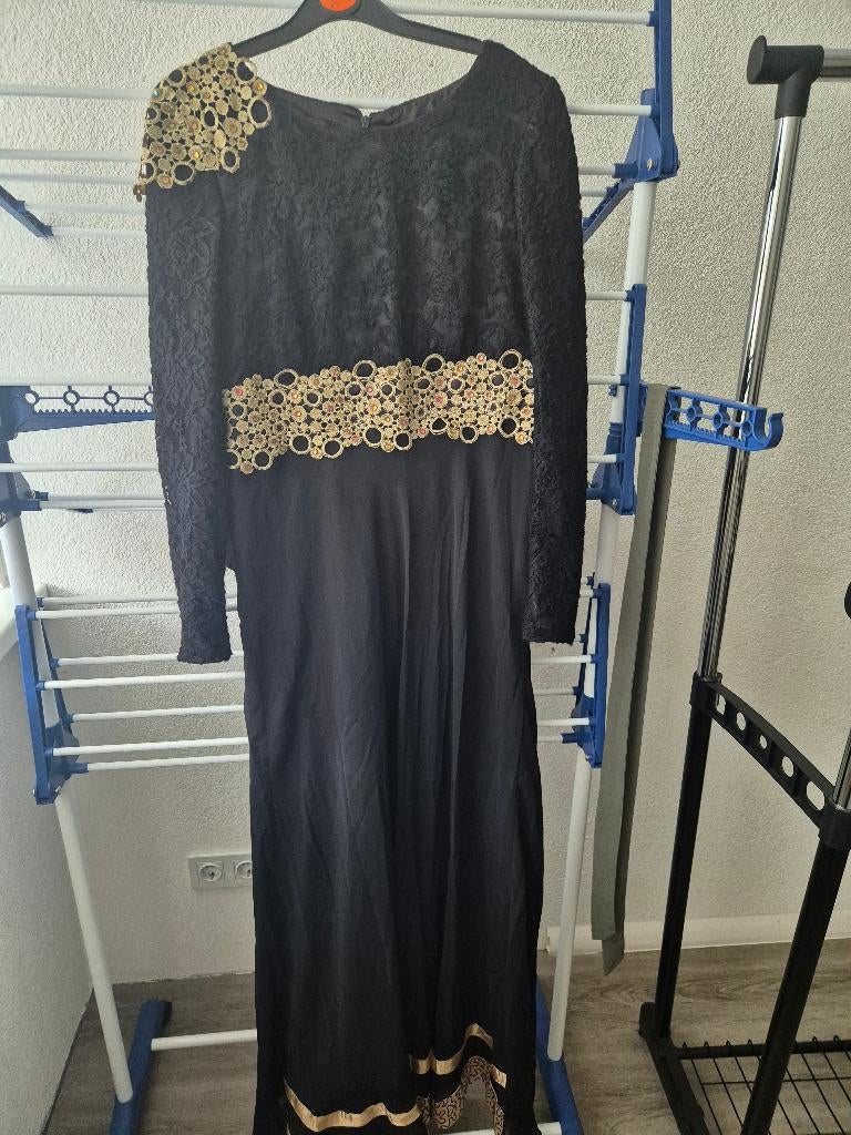Abiye,Feestjurk ,avondjurk, galajurk zwart goud maat 38/40, Maat 38/40 (M), Galajurk, Zwart, Ophalen of Verzenden