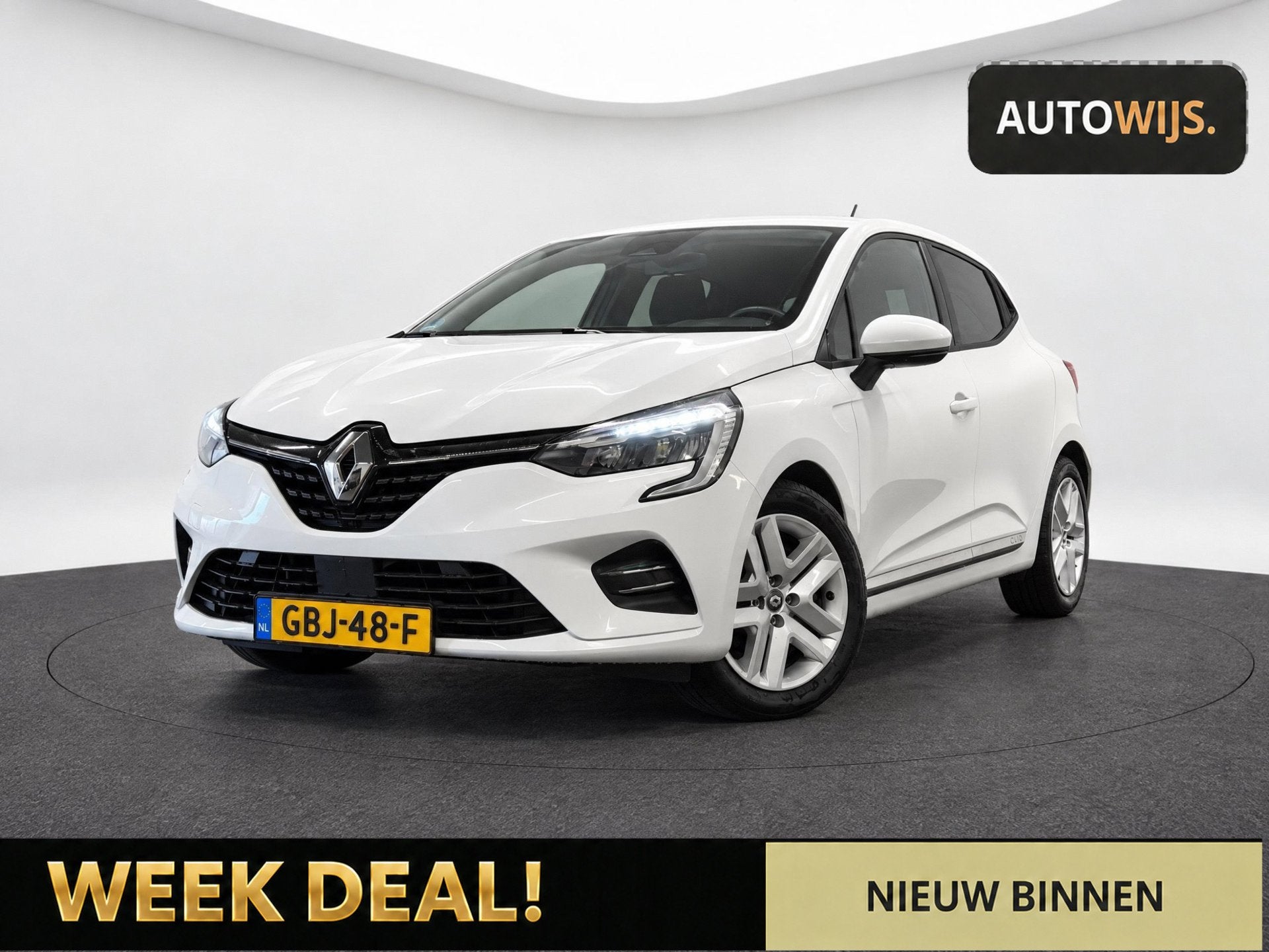 Renault Clio 1.6 E-Tech Hybrid 140 Intens|LED|AUT|NAVI|GOED, Auto's, Gebruikt, 4 cilinders, Wit, 91 pk