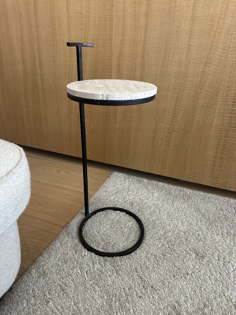 Sidetable met travertine top, Overige materialen, Gebruikt, 50 tot 100 cm, Rond