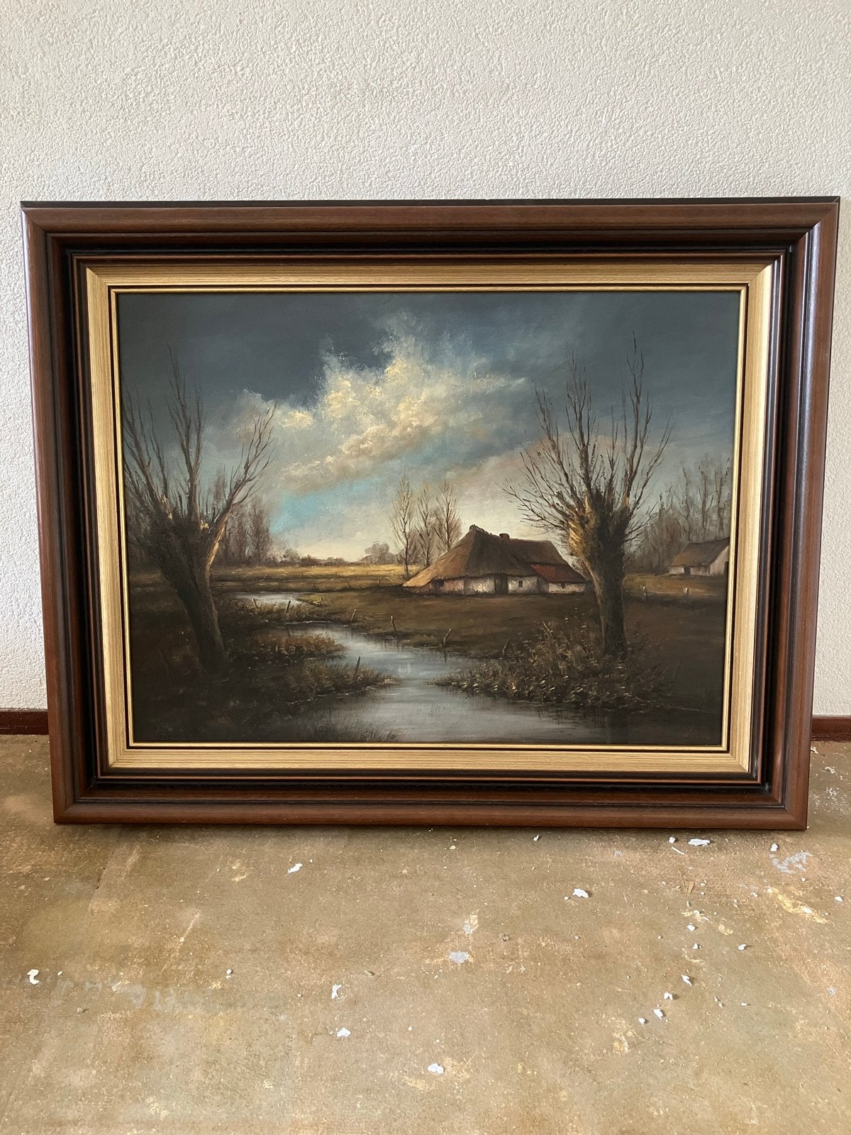 Landschap 100x80 van Helmonder A. Giebels, Antiek en Kunst, Ophalen, Doek, Realistisch, Gesigneerd