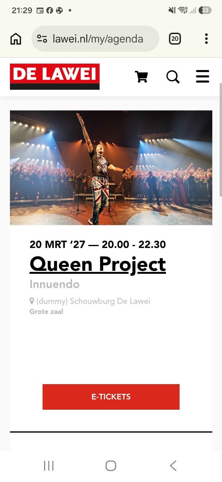 2 kaarten Queen project 20 mrt 2027 in de Lawei te Drachten, Tickets en Kaartjes, Twee personen, Maart