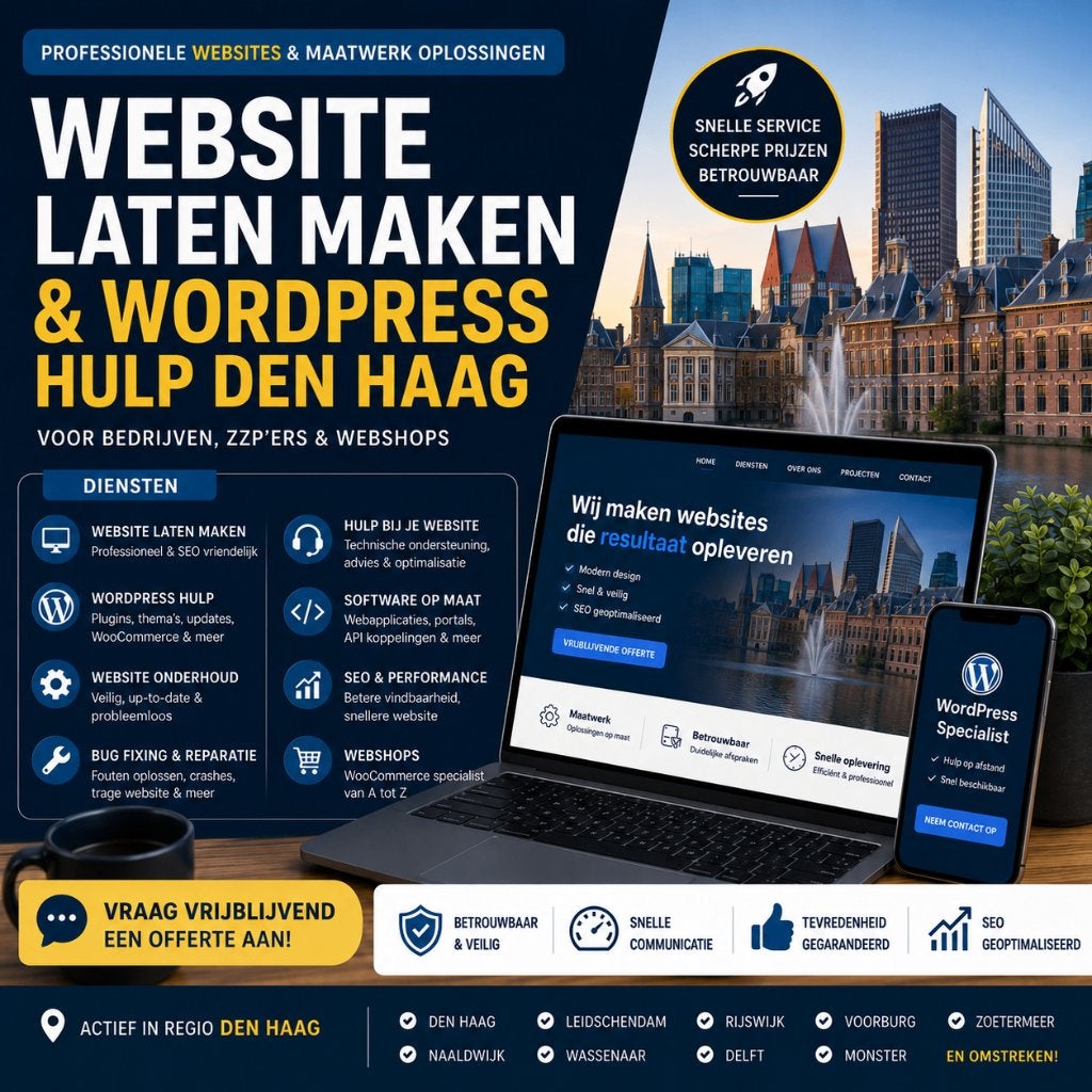 Website Laten Maken & WordPress Hulp Den Haag, Vacatures, Vanaf 1 jaar, MBO, 33 - 40 uur, Geschikt als bijbaan
