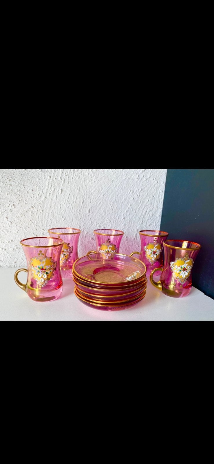 mooie 5- delige set ARABISCHE THEEGLAZEN, Ophalen, Overige stijlen, Kop(pen) en/of Schotel(s), Glas