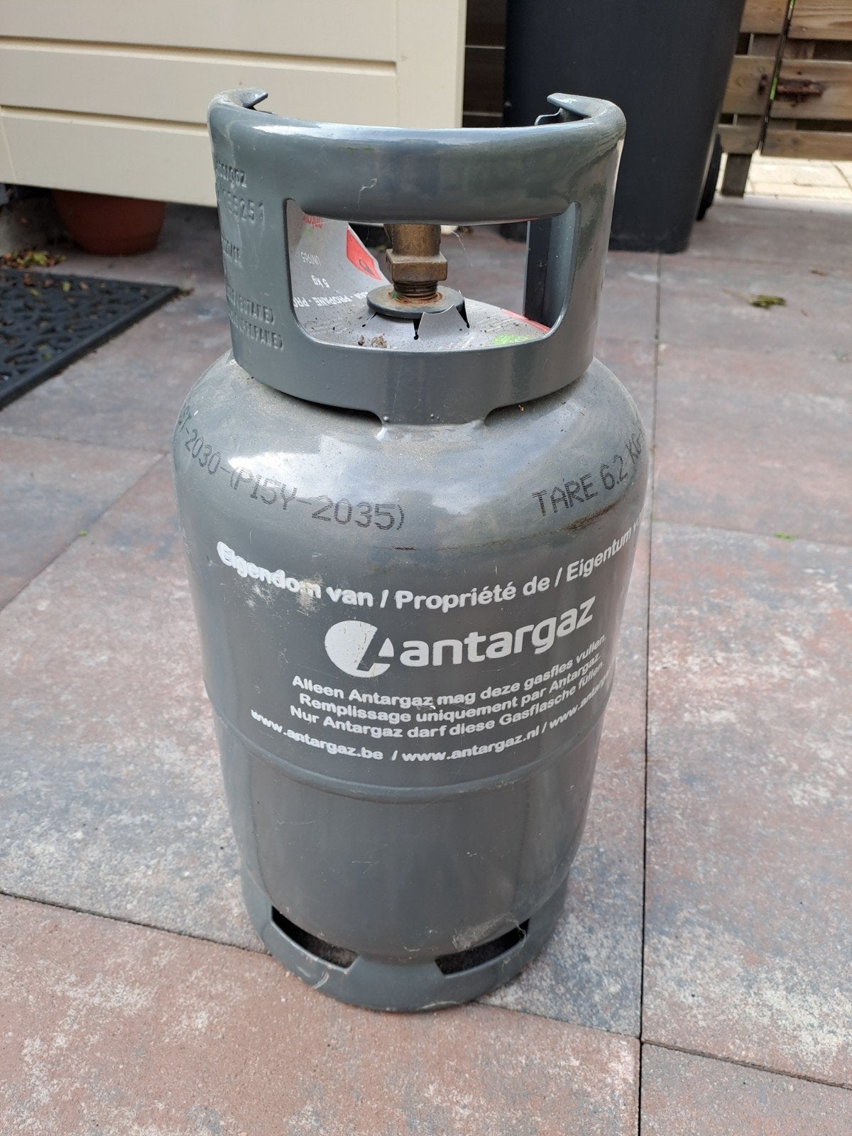 Propaan gasfles (1/4 vol) met €25 tegoedkaart OK Tankstation, Ophalen, Gebruikt