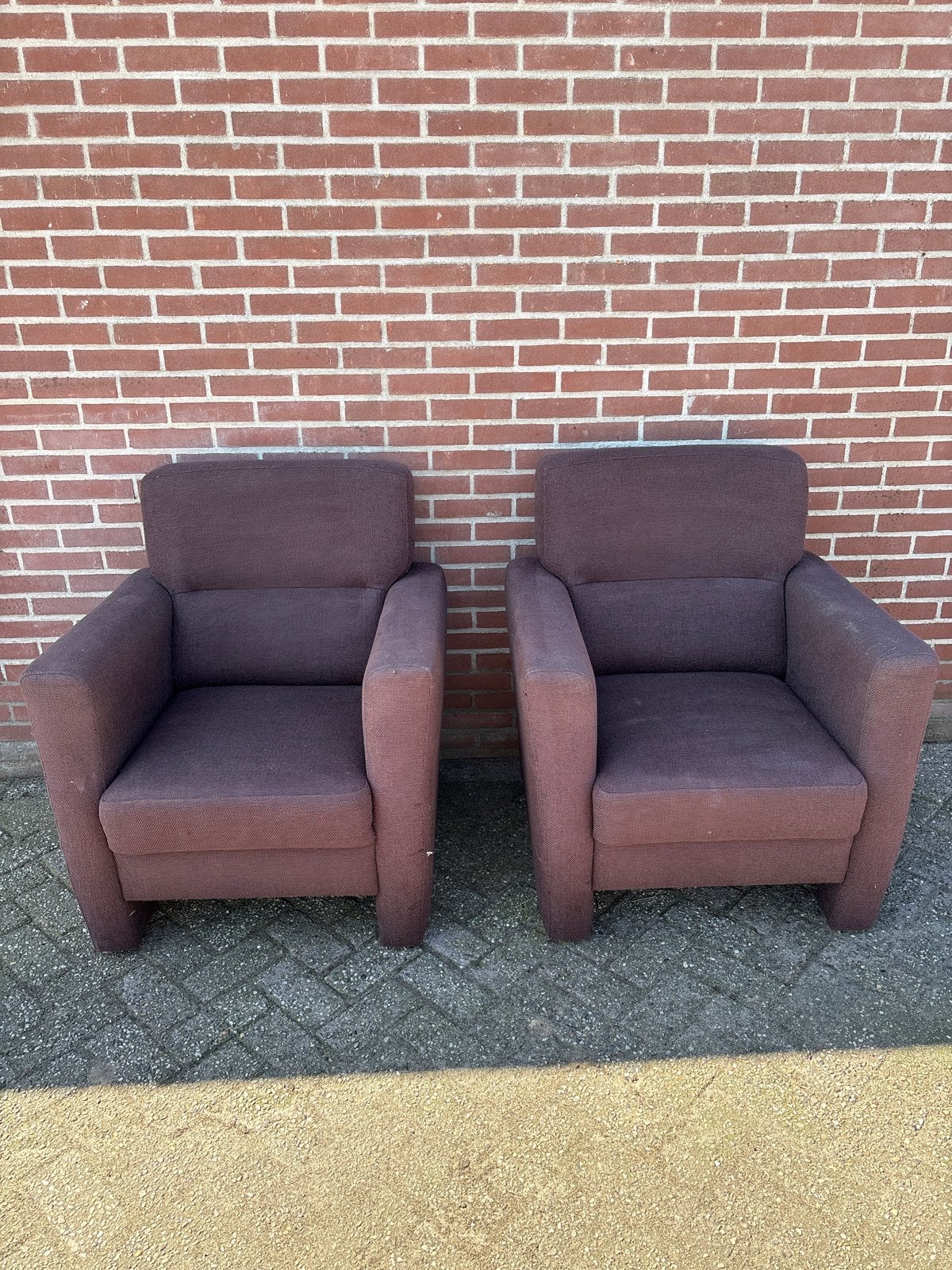 Comfortabele bruine fauteuils (set van 2), Ophalen, Gebruikt, Stof, 75 tot 100 cm