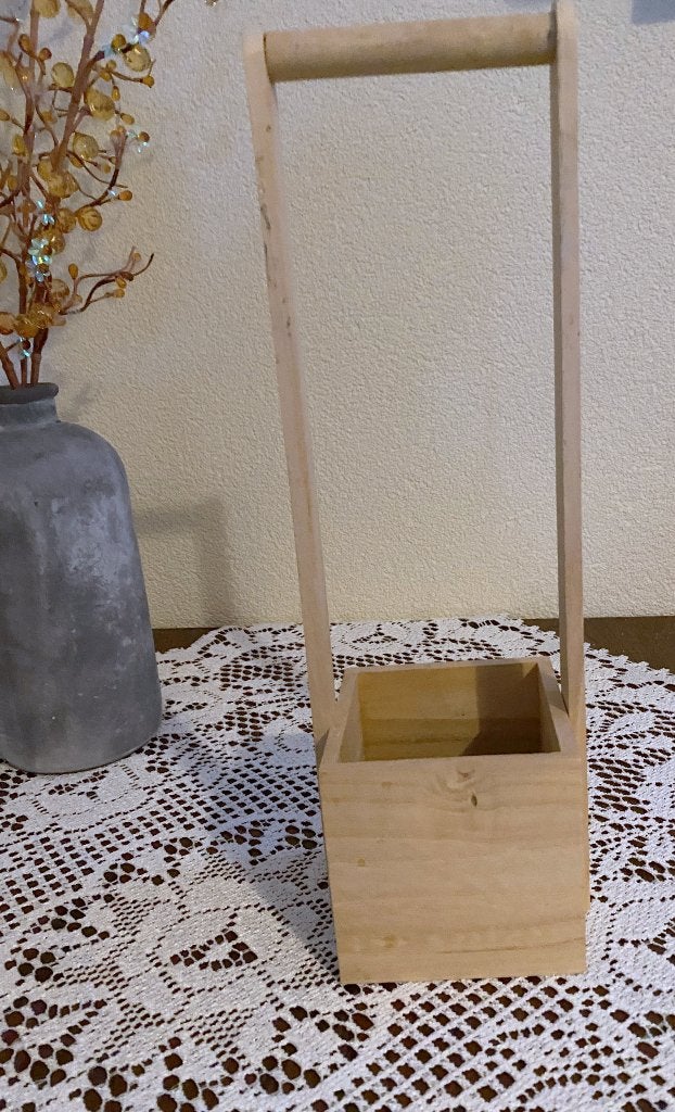 leuke houten bloempot waterput 10 x 10 x 38 cm. / bloembakje, Tuin en Terras, Overige materialen, Vierkant, Ophalen of Verzenden