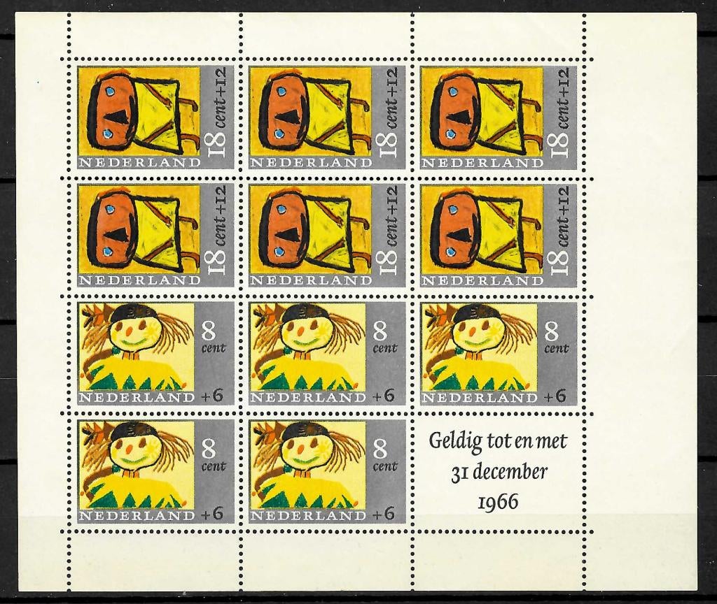 Kinderblok 1965 nvph 854 postfris mindere kwaliteit, Postzegels en Munten, Postzegels | Nederland, Verzenden, Na 1940, Postfris