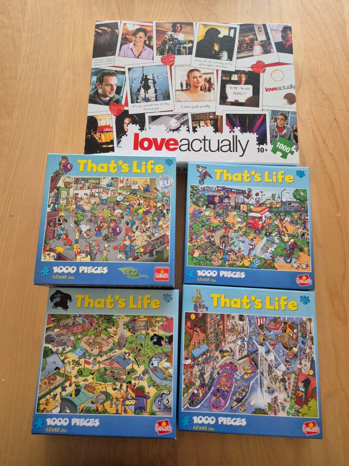 5x 1000 stukjes puzzels: Love Actually & That's Life, Ophalen, 500 t/m 1500 stukjes, Nieuw, Legpuzzel