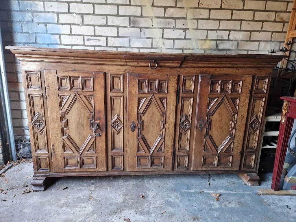 (Onderstel) servies kast - eiken hout, Huis en Inrichting, Kasten | Buffetkasten, Ophalen, Gebruikt, 100 tot 150 cm, Eikenhout