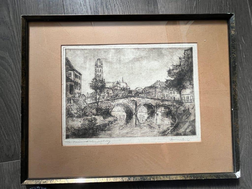 Tekening Maria Theresiabrug Roermond, Ophalen of Verzenden, Stads- / dorpsgezicht