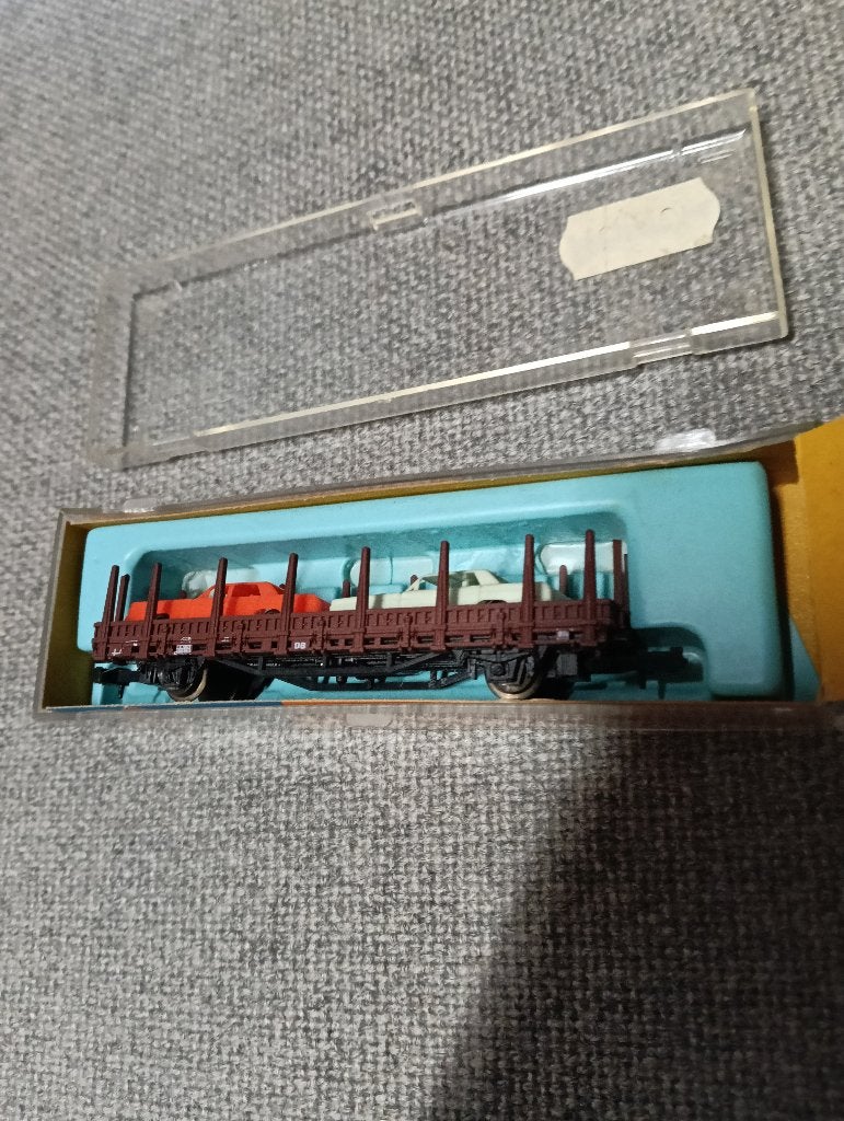 Roco 2316 N Rongenwagen met twee voertuigen van de DB, Gelijkstroom, Wagon, Ophalen of Verzenden, Zo goed als nieuw