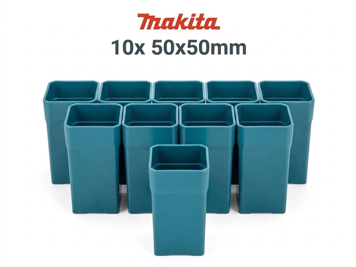10x Makita MAKPAC Organiser inzetbakken 50x50mm Opbergdozen, Ophalen of Verzenden, Zo goed als nieuw, Gereedschapsopslag, Makita