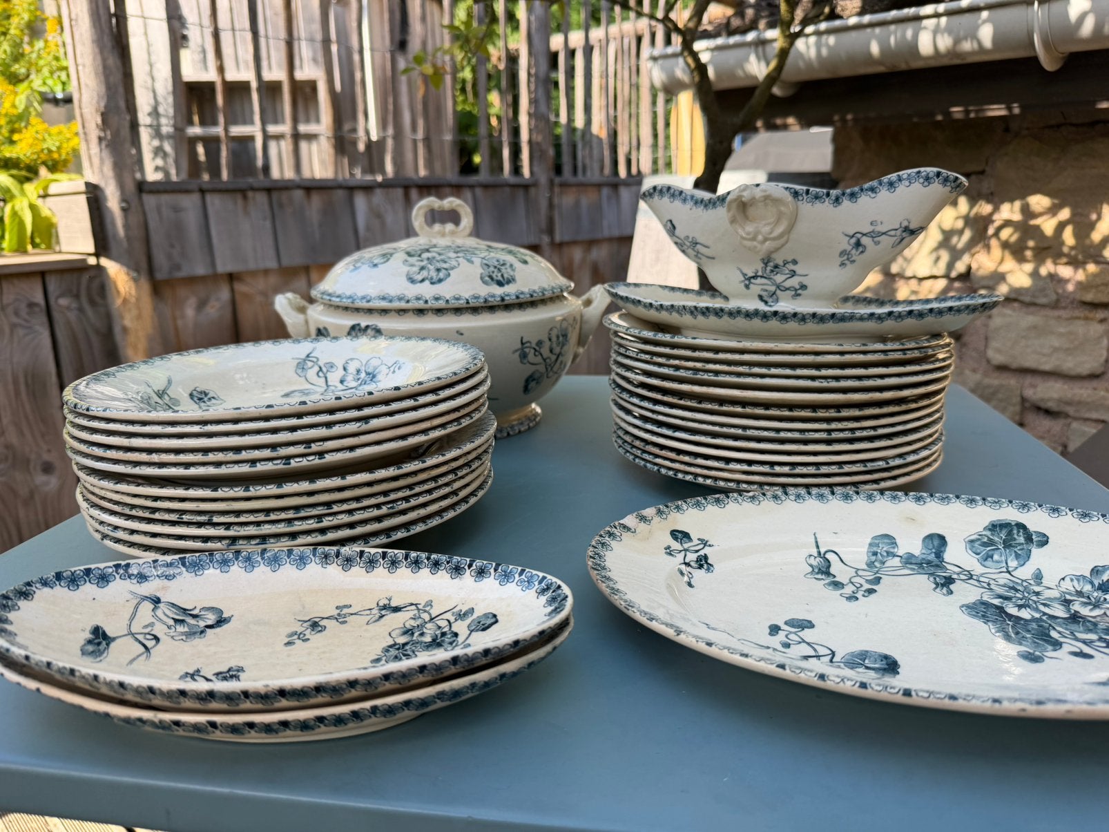 Antiek Frans servies Gien Terre de Fer 1875-1900 GIEN FRANCE, Ophalen of Verzenden