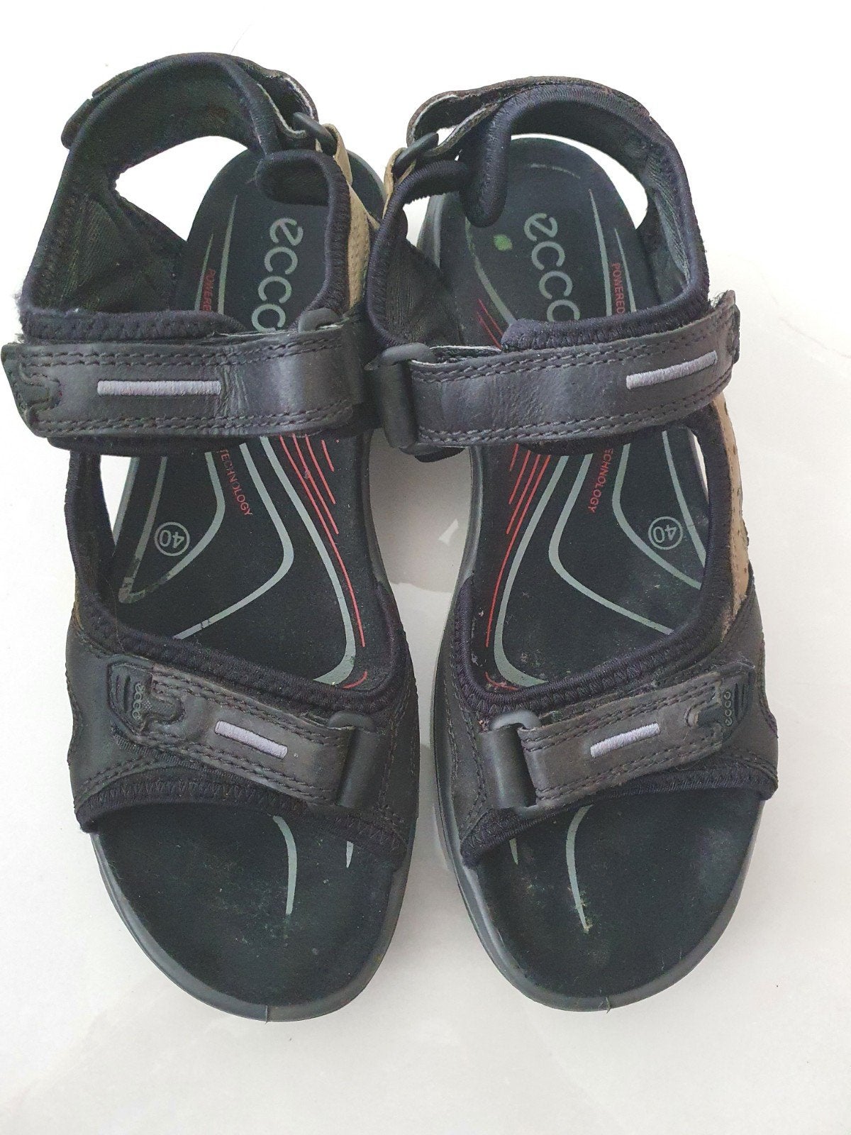 zwart sandalen maat 40 - Zo goed als nieuw, Sandalen, Ecco, Zwart, Ophalen of Verzenden