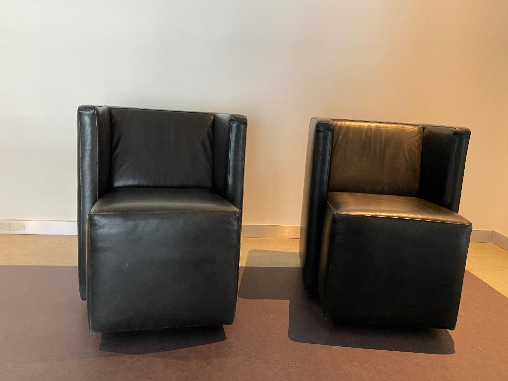 Linteloo zwarte draai fauteuils, Huis en Inrichting, Ophalen, Gebruikt, Minder dan 75 cm, 50 tot 75 cm