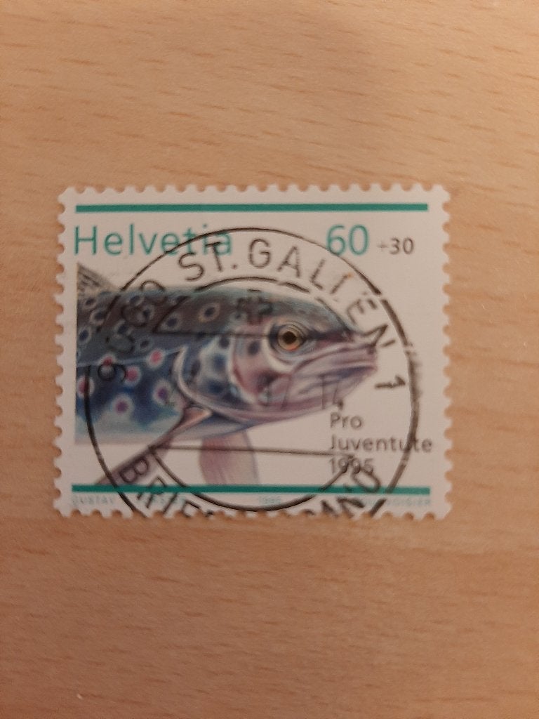 1995 Zwitserland vis, Verzenden, Gestempeld