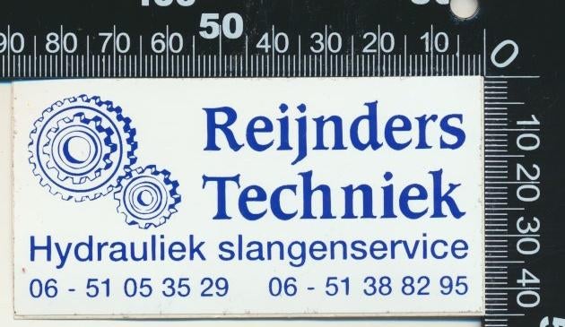 Sticker: Reijnders Techniek Hydrauliek Slangenservice, Ophalen of Verzenden, Zo goed als nieuw, Bedrijf of Vereniging