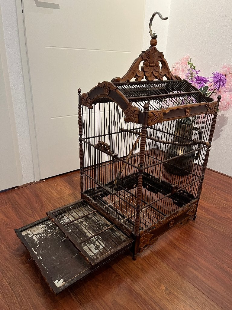 Prachtige Indonesische Hardhouten Vogelkooi, Ophalen