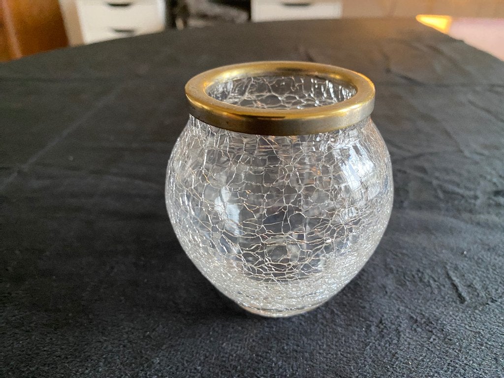glazen lepelvaasje van craquelé glas, Antiek en Kunst, Antiek | Glas en Kristal, Ophalen of Verzenden