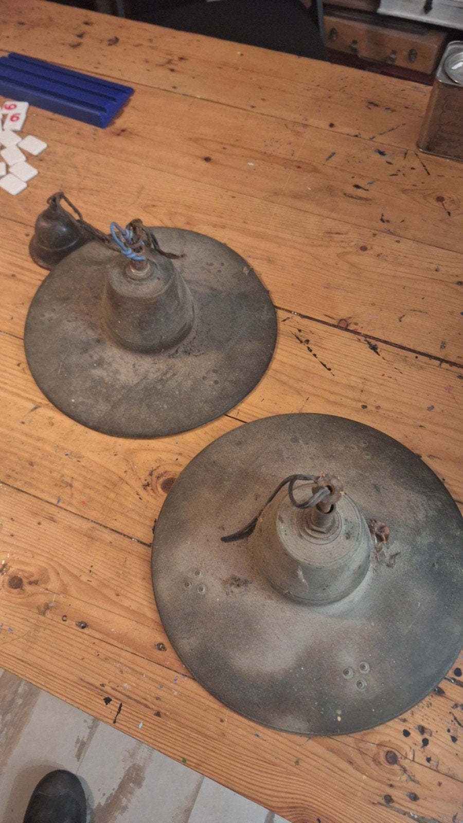 Set van 2 Vintage Industriële Lampenkappen, Ophalen of Verzenden