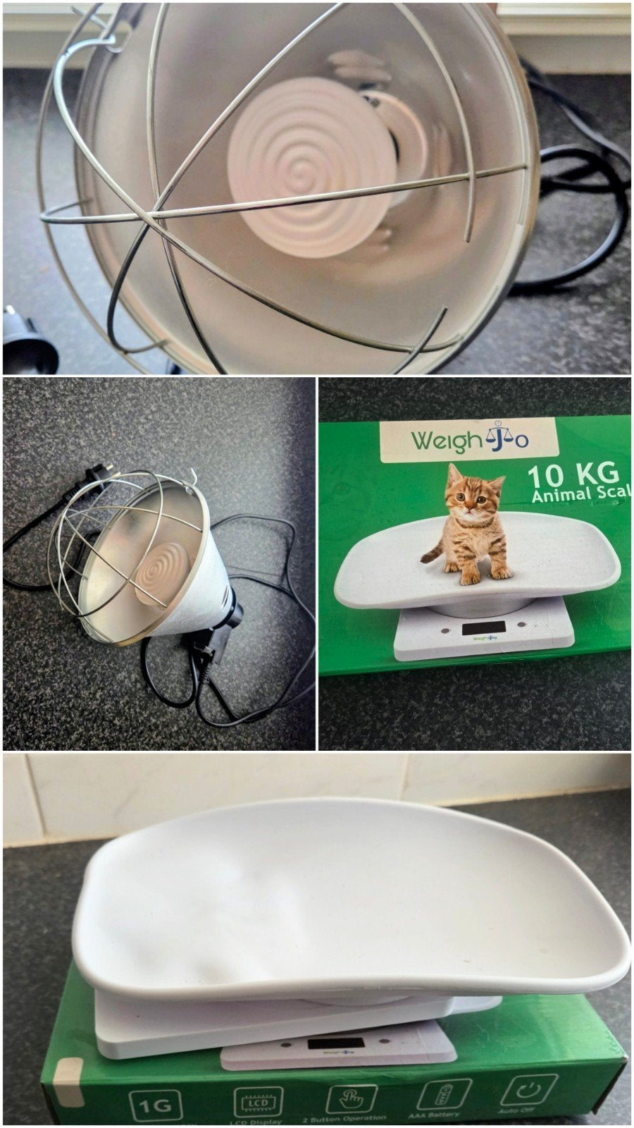 kitten/puppie weegschaal + warmtelamp, Ophalen of Verzenden, Zo goed als nieuw